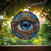 Mystic Eye Suncatcher: Blue Evil Eye Glass Window Hanging